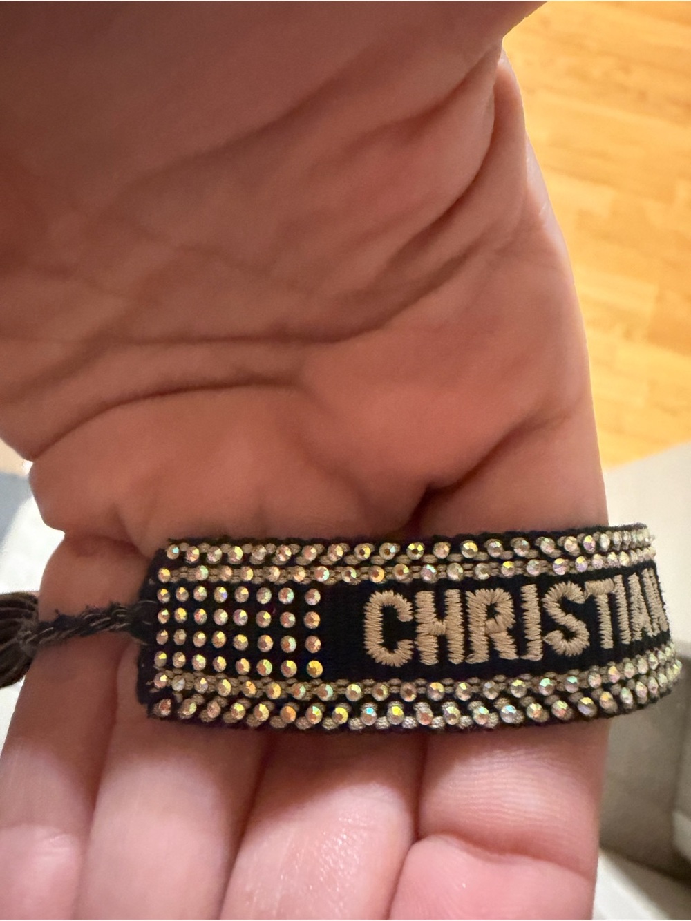 Dior Black and White embellished sparkly Logo Bracelet - Picture 4 of 14
